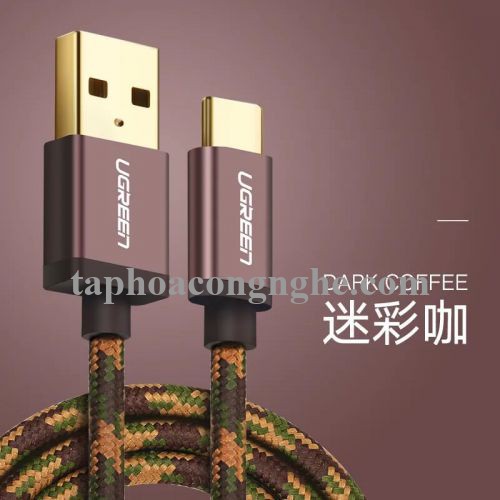 Ugreen 40428 0.5M màu Nâu Cáp sạc USB TypeC cao cấp US250 30040428